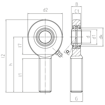 Stangkop Onderhoudsplichtig Staal/staal Buitendraad rechts Serie: DSA